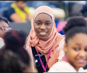 Woman smiling in hijab